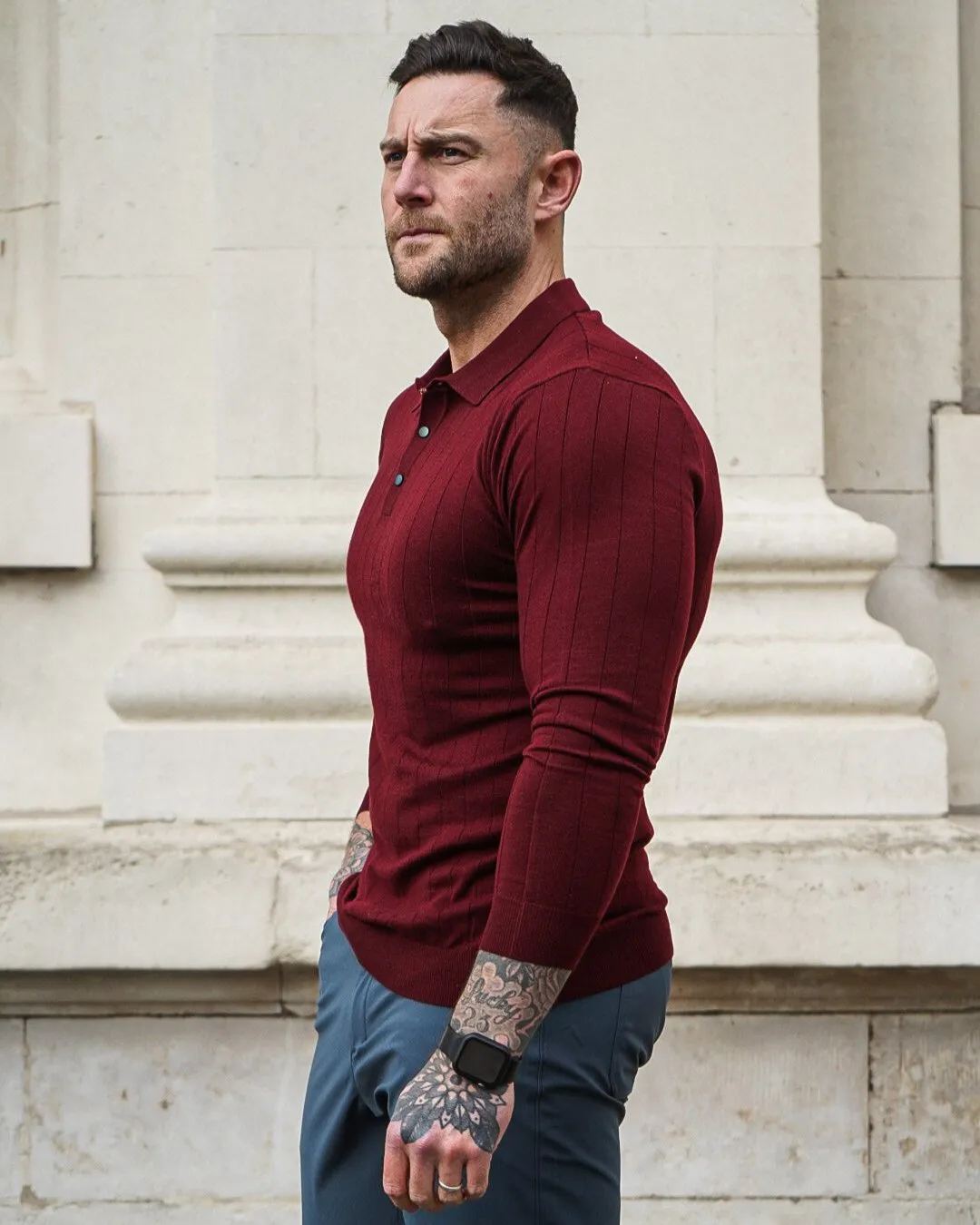 Henley Vertical Pattern Wool Blend Sweater New(Final Sale–No Return or Exchange) sold by Aha Selected