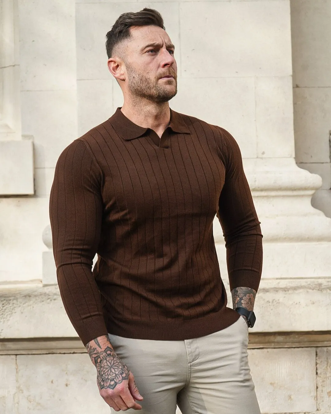 Seagull Collar Vertical Pattern Wool Blend Sweater New sold by Aha Selected product image thumbnail 2