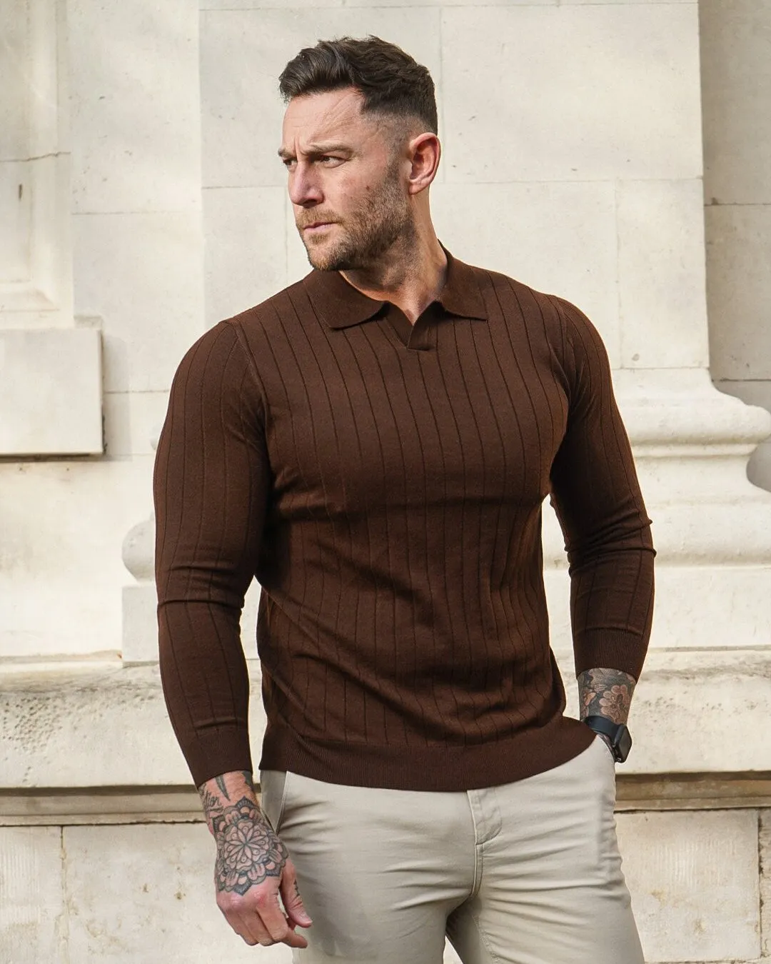 Seagull Collar Vertical Pattern Wool Blend Sweater New sold by Aha Selected product image thumbnail 4