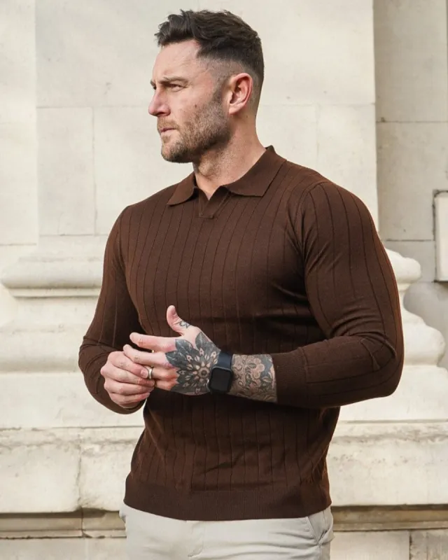 Seagull Collar Vertical Pattern Wool Blend Sweater New sold by Aha Selected