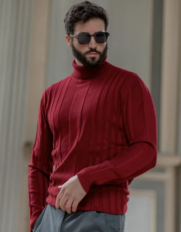 Stripe Turtleneck Pullover Sweater sold by Aha Selected