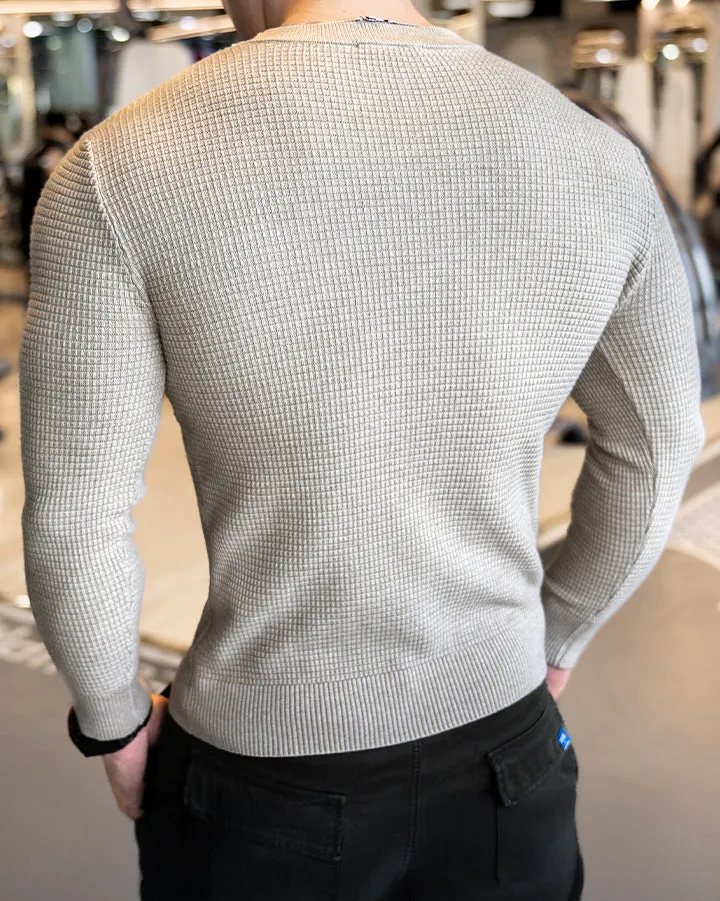 Textured Knit Crew Neck Long Sleeve Sweater New sold by Aha Selected product image thumbnail 3