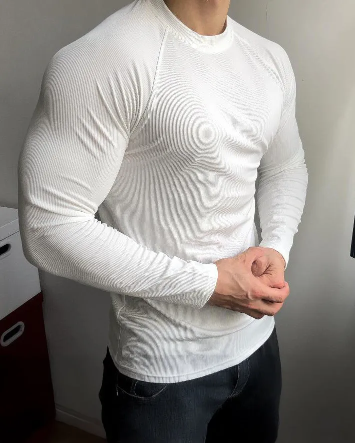 Ribbed Shoulder Cut Crew Neck Long Sleeve sold by Aha Selected product image thumbnail 3