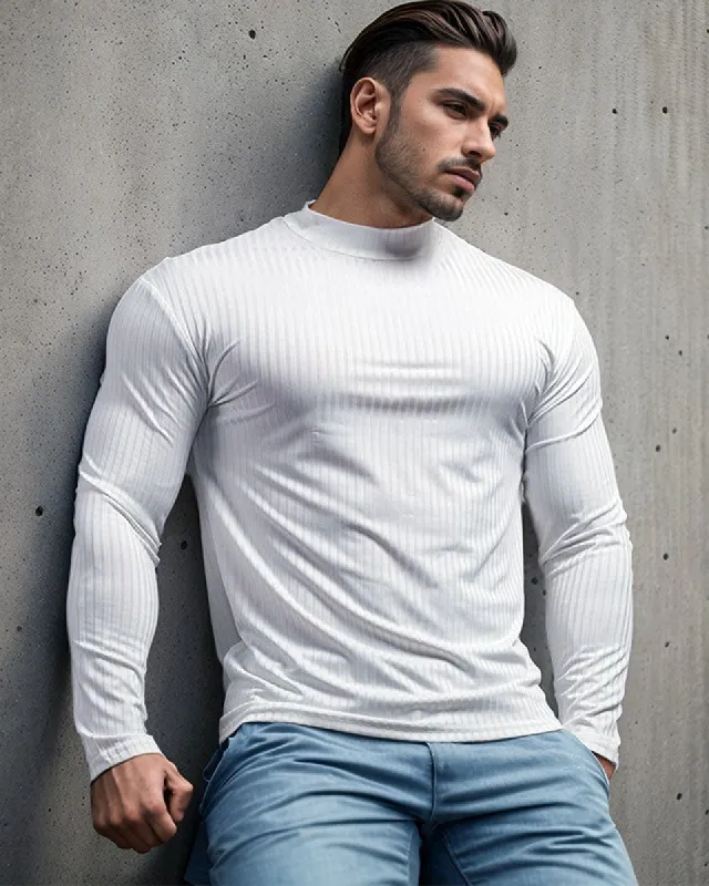 Stretch Rib Jersey Mockneck Long Sleeves Shirt New sold by Aha Selected