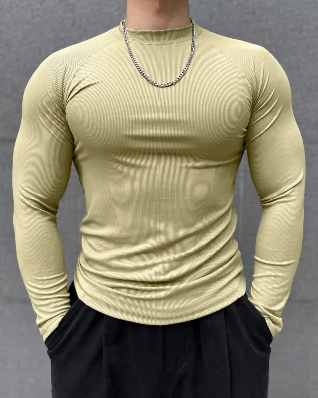 Ribbed Shoulder Cut Crew Neck Long Sleeve New sold by Aha Selected