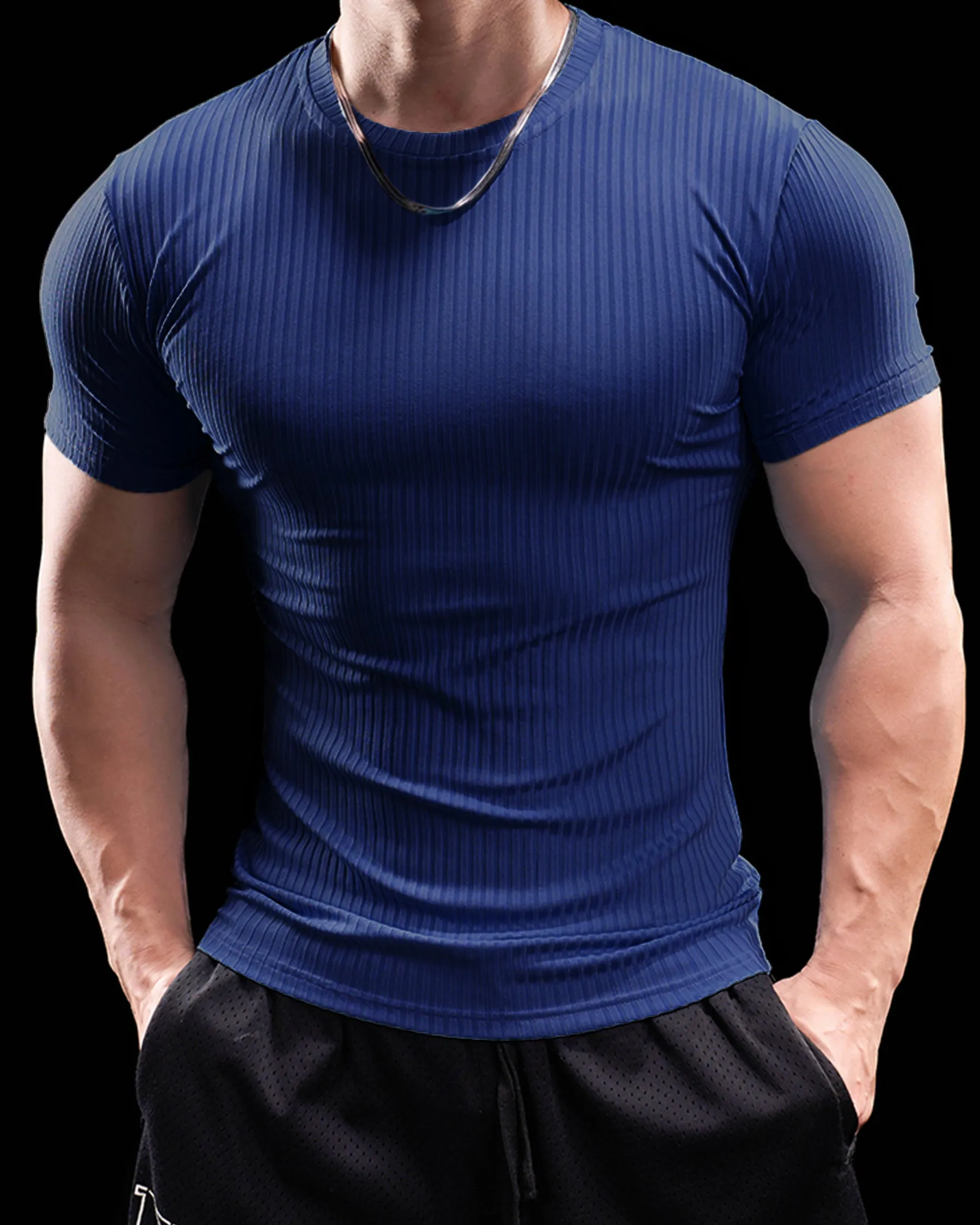High Stretch Ribbed Stripe Crew Neck Tee New sold by Aha Selected product image thumbnail 2