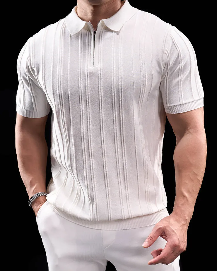 Quarter Zip High Stretch Pintuck Polo sold by Aha Selected