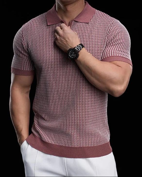 Retro Wave Quarter Zip Two-Tone Polo sold by Aha Selected product image thumbnail 3