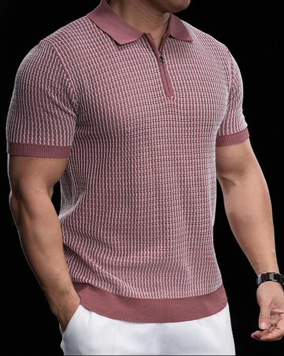 Retro Wave Quarter Zip Two-Tone Polo sold by Aha Selected product image thumbnail 4