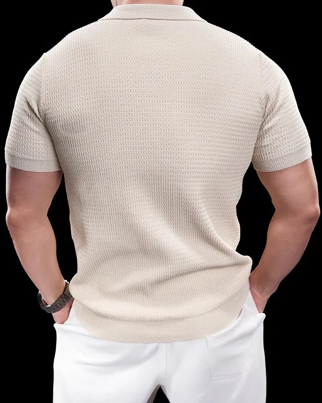 Textured Knit Seagull Collar Polo sold by Aha Selected product image thumbnail 3