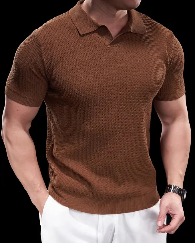 Textured Knit Seagull Collar Polo sold by Aha Selected product image thumbnail 5