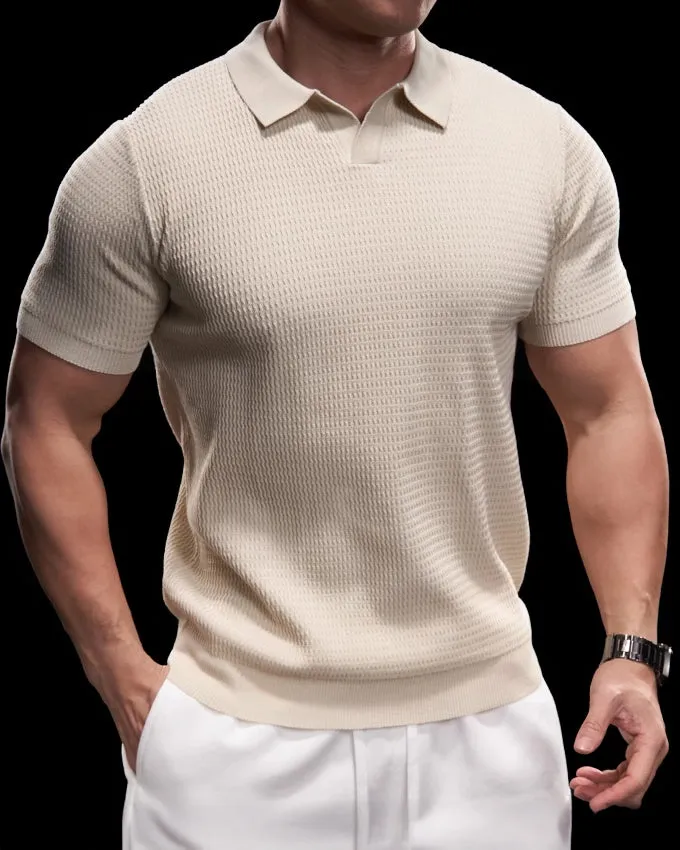Textured Knit Seagull Collar Polo sold by Aha Selected product image thumbnail 2