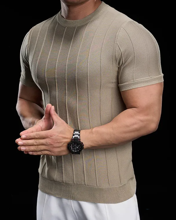 Ribbed Crew Neck Knit Tee Short Sleeves sold by Aha Selected product image thumbnail 4