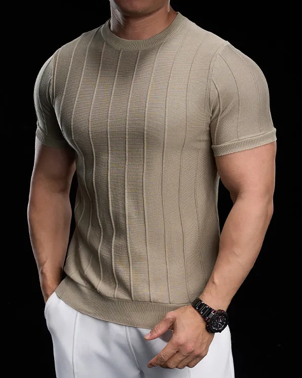 Ribbed Crew Neck Knit Tee Short Sleeves sold by Aha Selected product image thumbnail 2