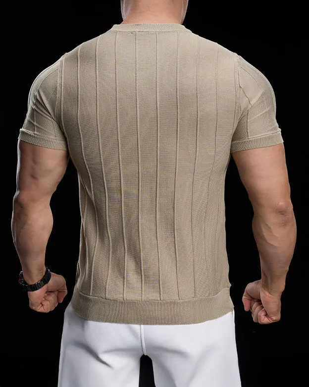 Ribbed Crew Neck Knit Tee Short Sleeves sold by Aha Selected product image thumbnail 5