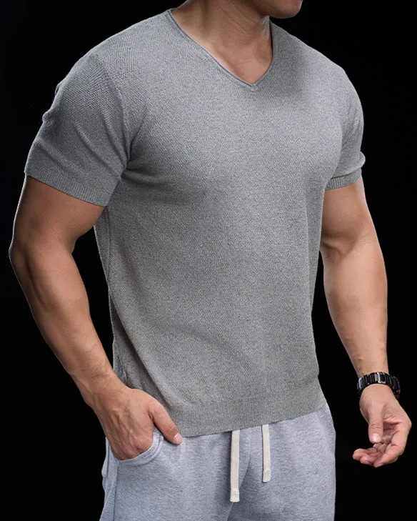Classic V-Neck Knit Tee Short Sleeves sold by Aha Selected product image thumbnail 3