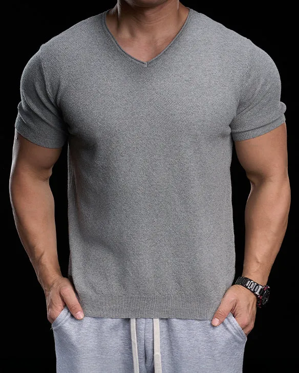 Classic V-Neck Knit Tee Short Sleeves sold by Aha Selected product image thumbnail 5