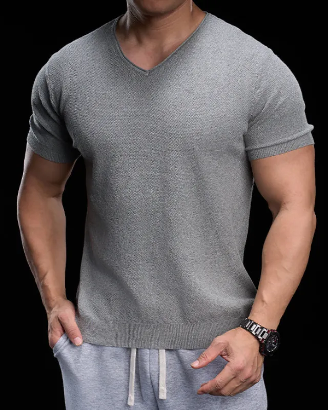 Classic V-Neck Knit Tee Short Sleeves sold by Aha Selected