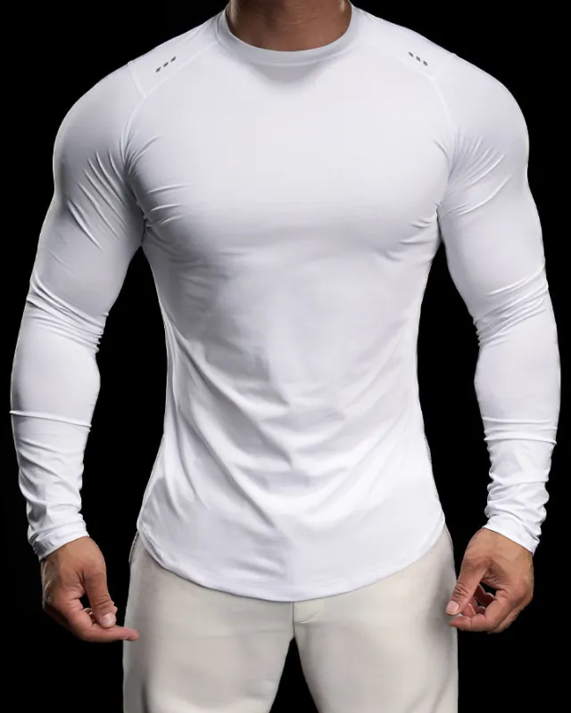 Reflective Performance Long Sleeve Tee Crew Neck Quick Dry sold by Aha Selected