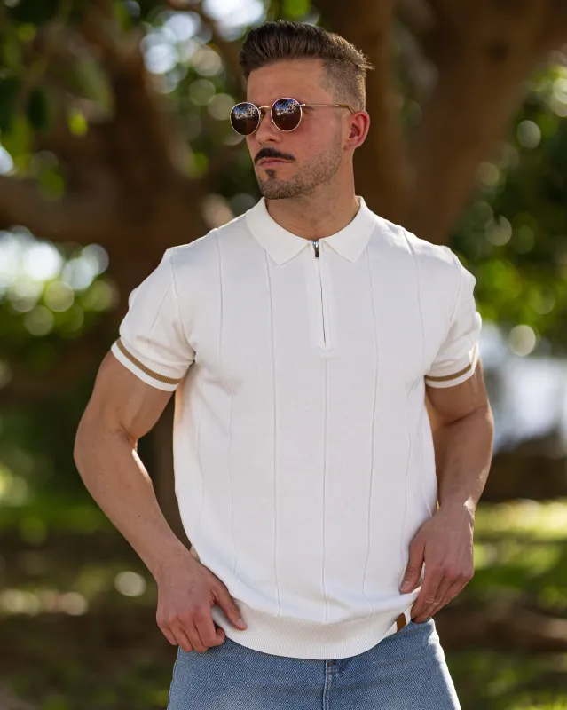 Striped Everyday Polo Knit Shirt sold by Aha Selected