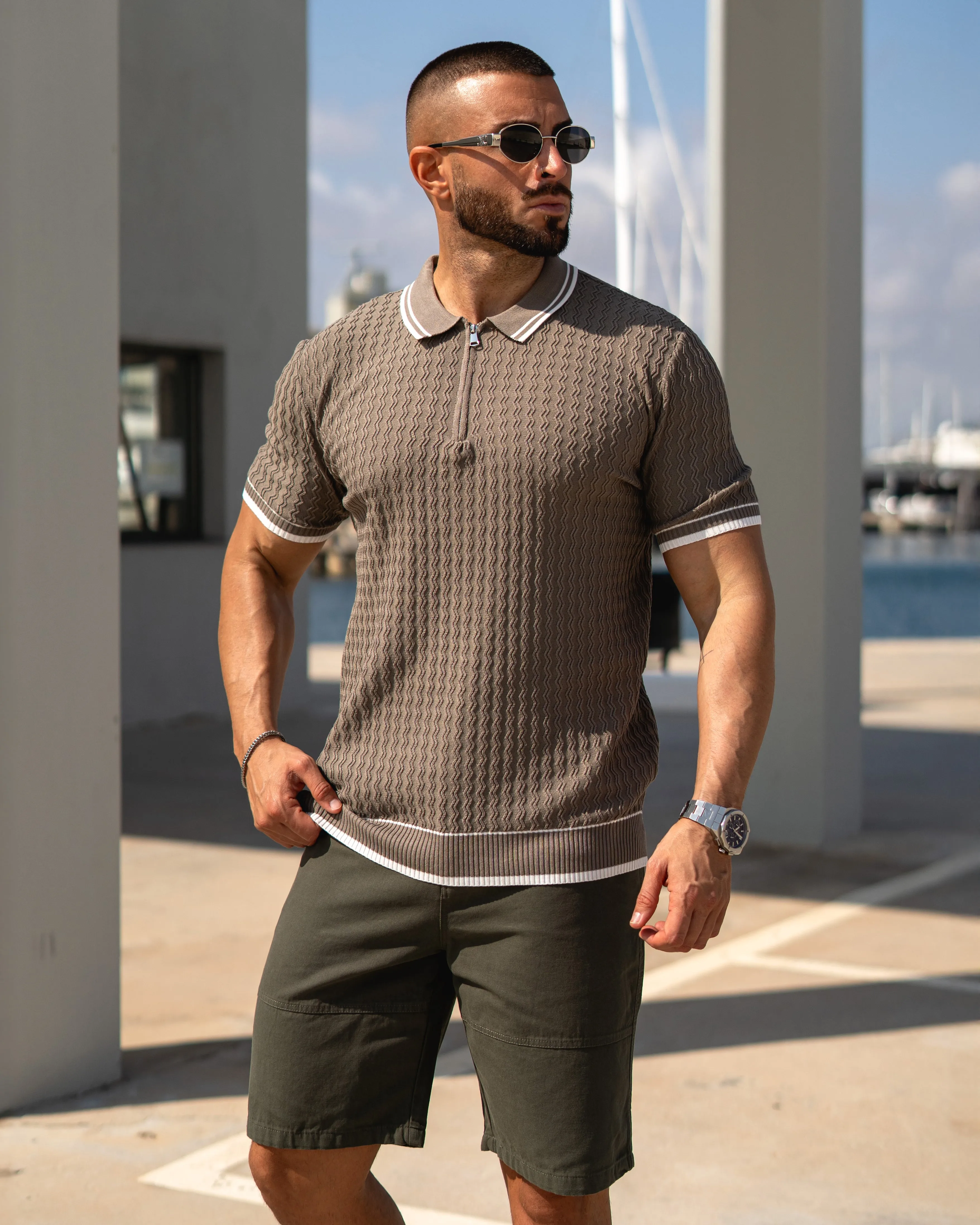 Quarter Zip High Stretch Contrast Stripe Polo New sold by Aha Selected product image thumbnail 4