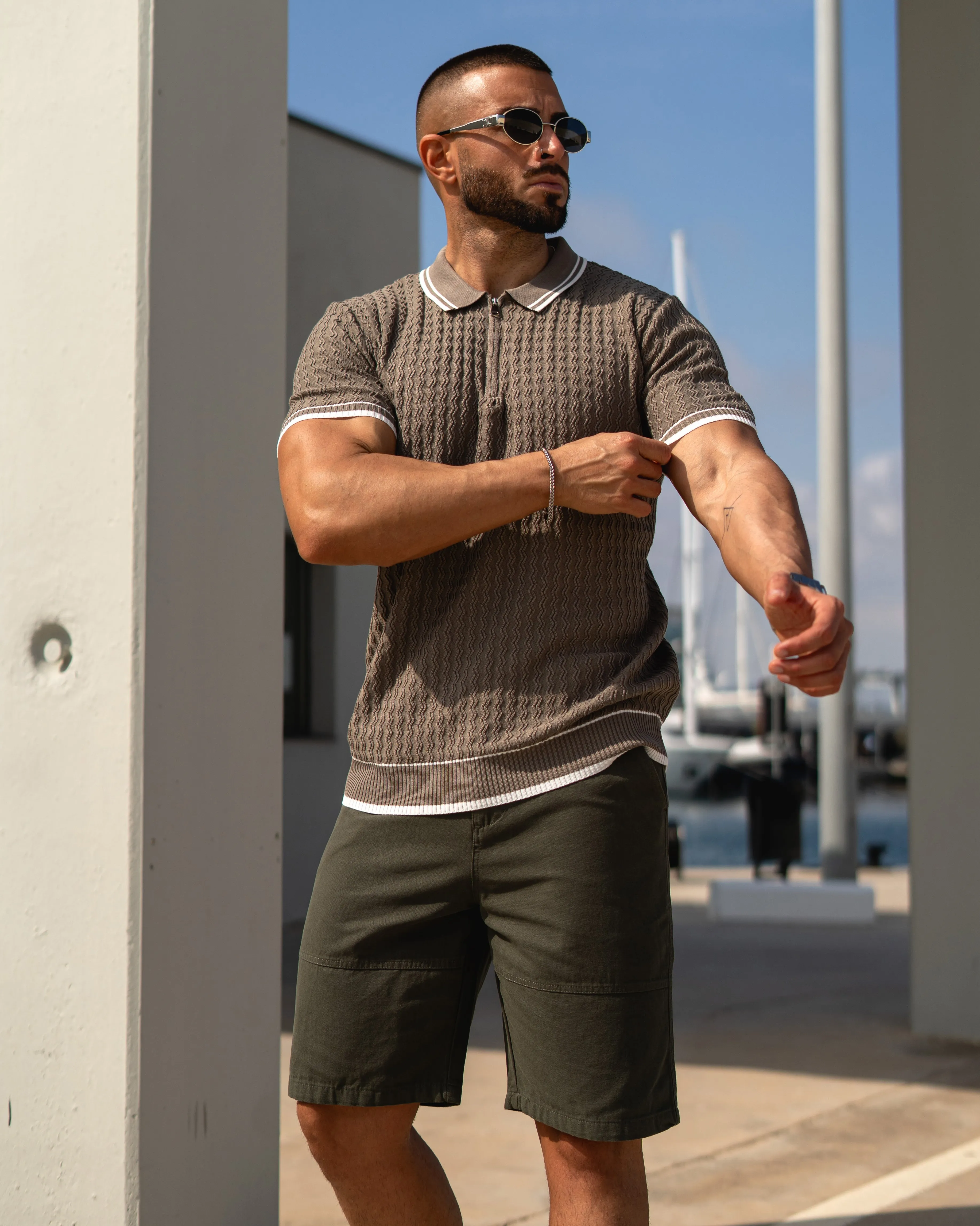 Quarter Zip High Stretch Contrast Stripe Polo New sold by Aha Selected product image thumbnail 3