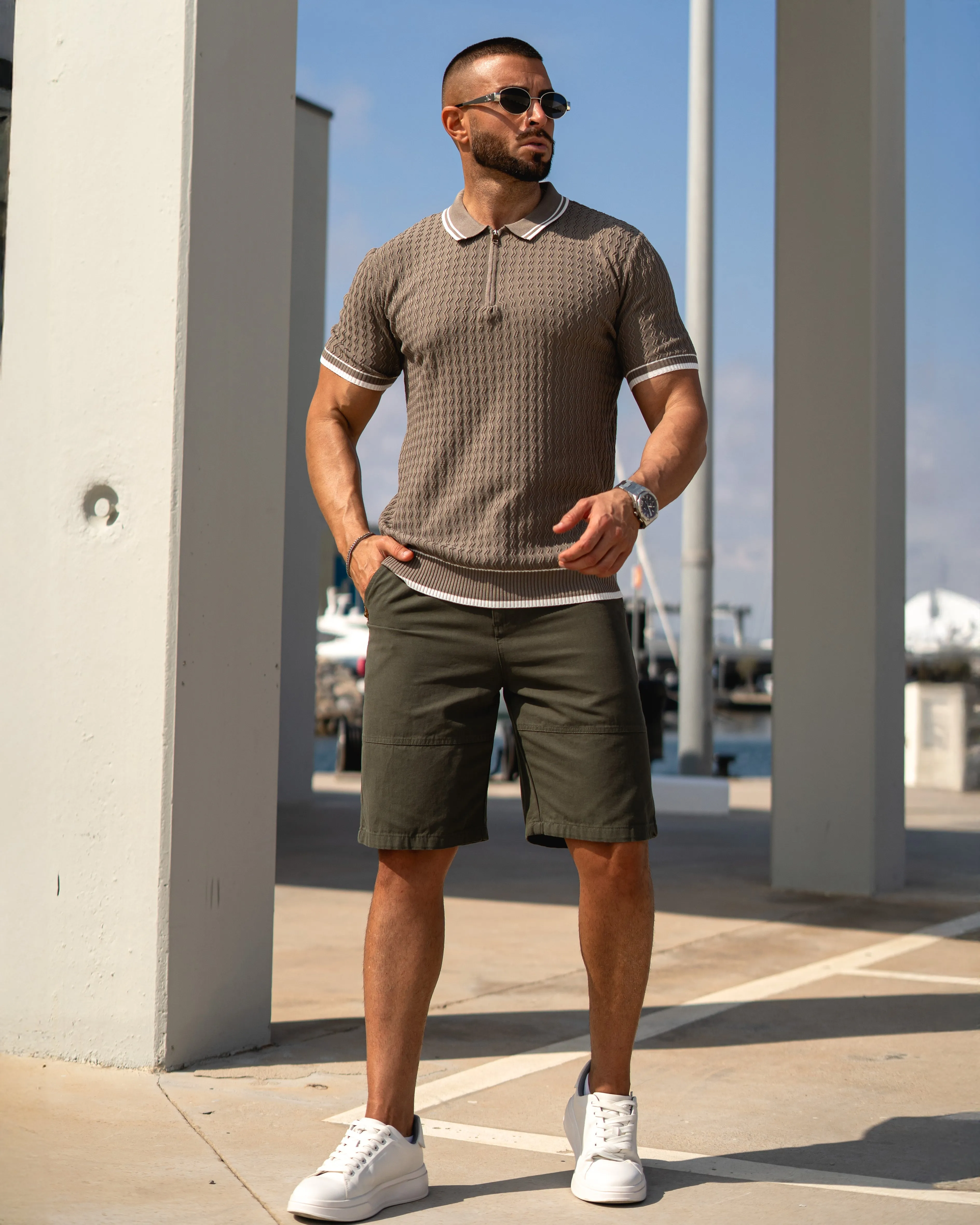 Quarter Zip High Stretch Contrast Stripe Polo New sold by Aha Selected product image thumbnail 5