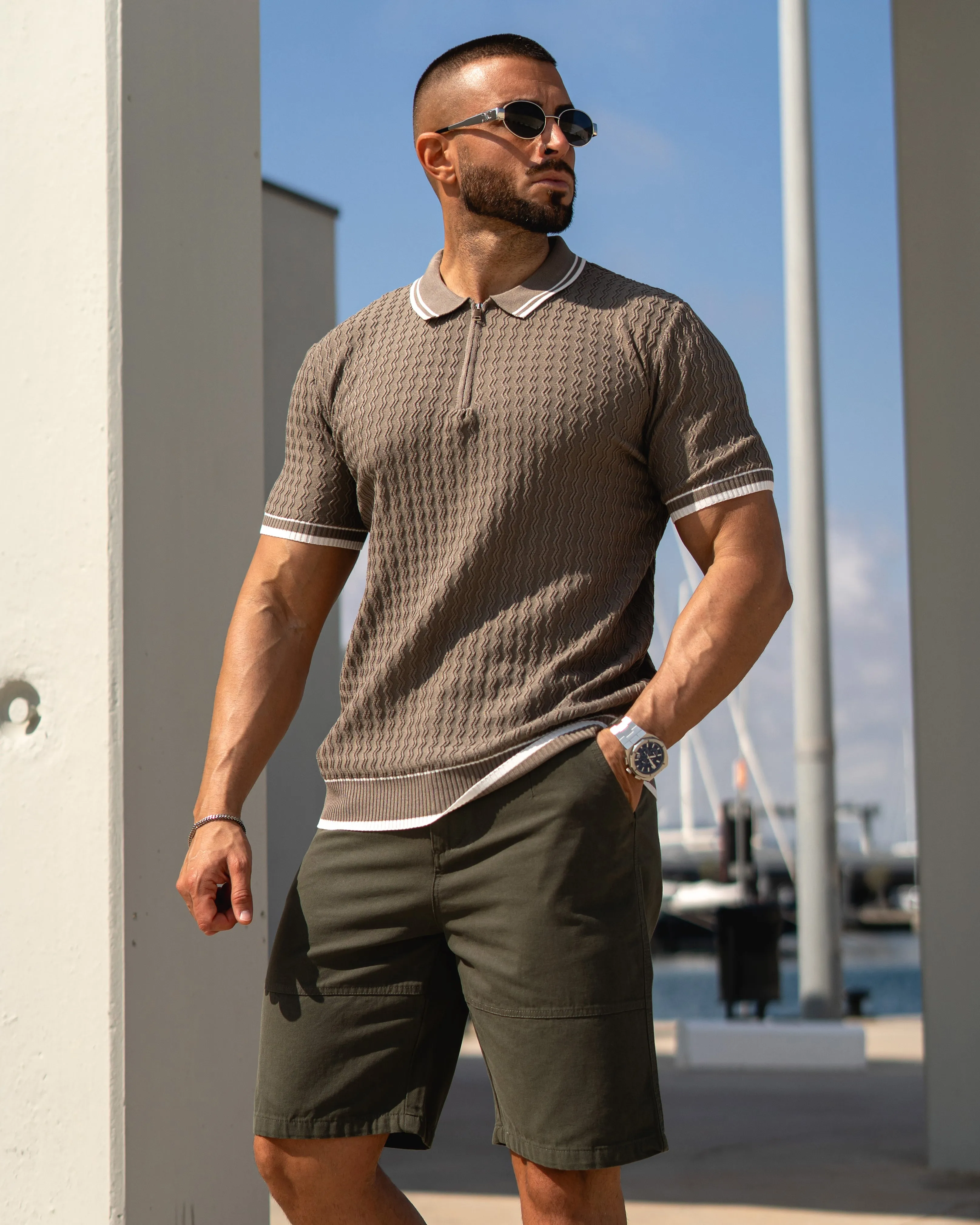 Quarter Zip High Stretch Contrast Stripe Polo New sold by Aha Selected product image thumbnail 2