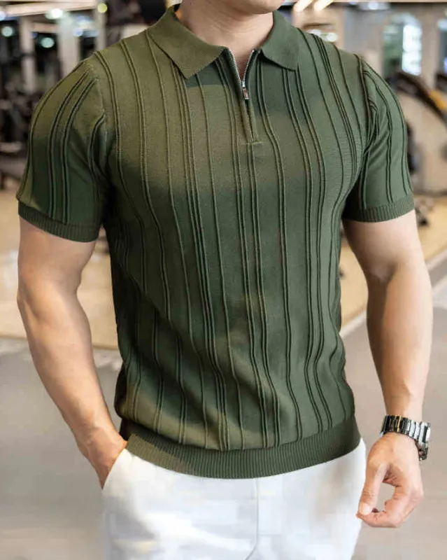 Half Zip Polo Knitted Short Sleeves sold by Aha Selected