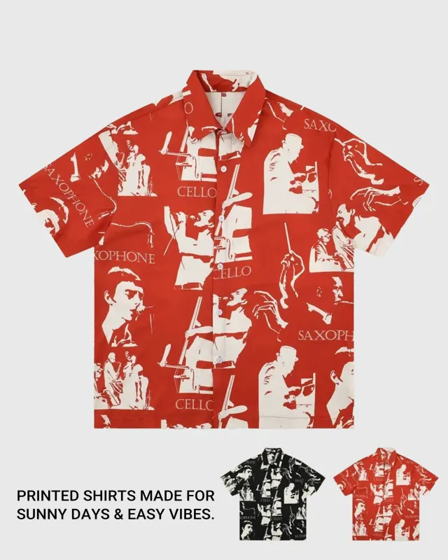 Holiday print SS shirt party sold by Aha Selected