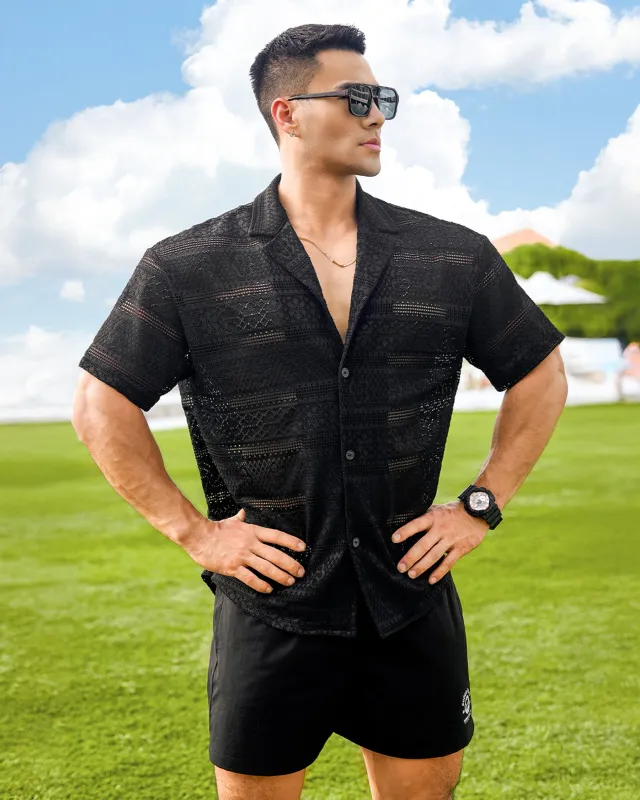 Lace knit Havana SS shirt sold by Aha Selected