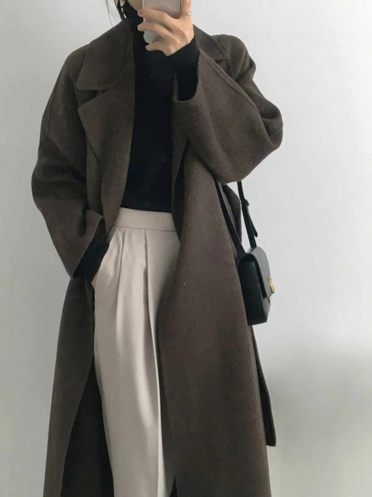Soft Wool Belted Long Coat sold by Aha Selected product image thumbnail 3