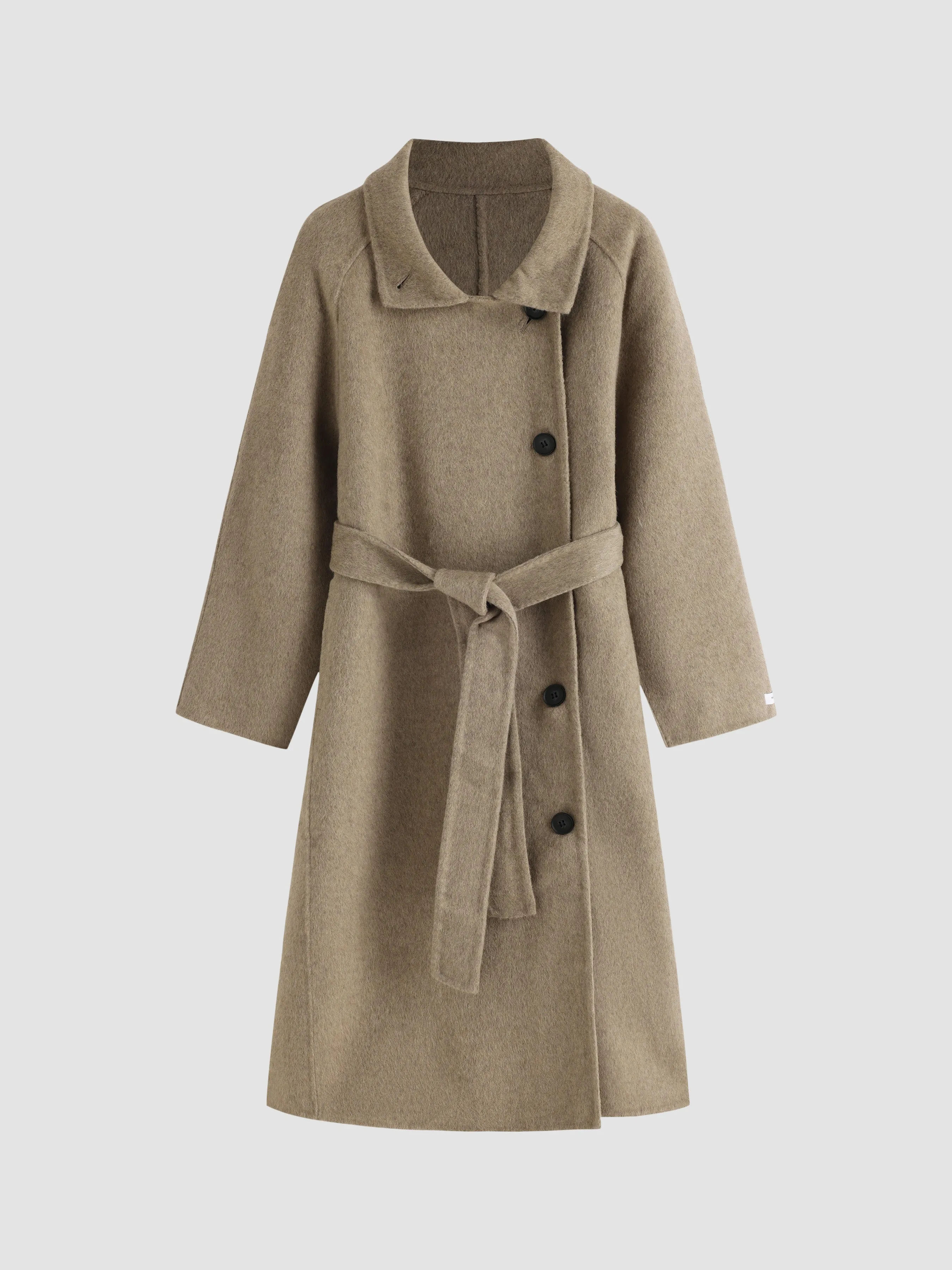 Tailored Collar Buttons Long Coat with Adjustable Belt sold by Aha Selected product image thumbnail 2