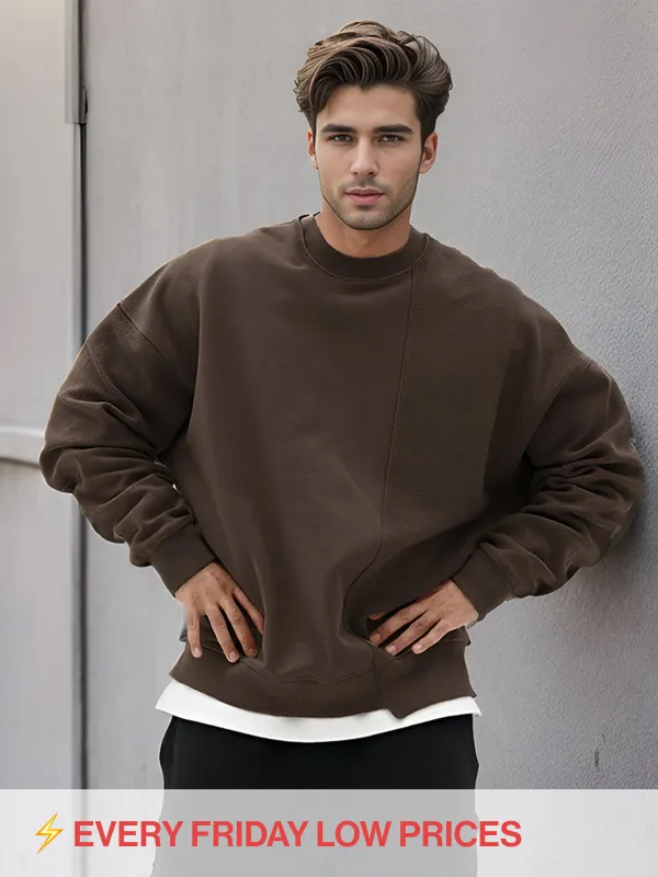 All Season Essential French Terry Patchwork Crew Sweatshirt sold by Aha Selected