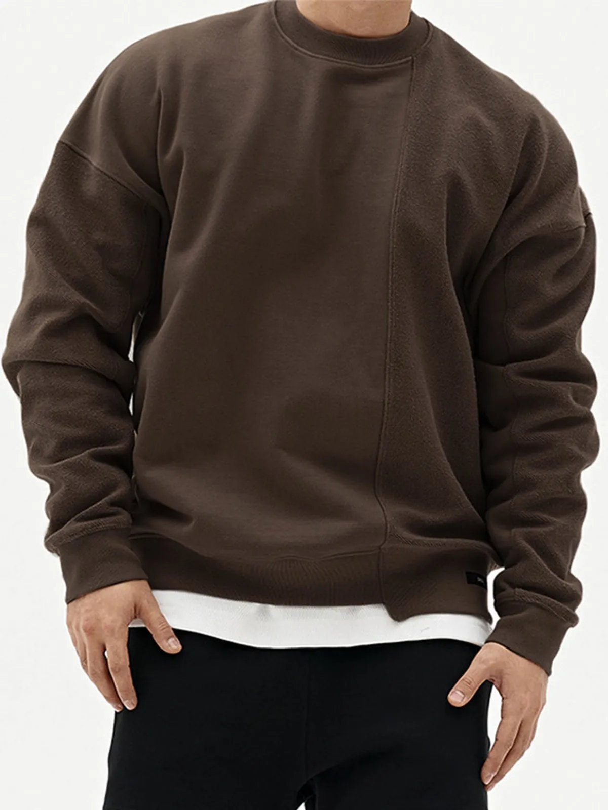 All Season Essential French Terry Patchwork Crew Sweatshirt sold by Aha Selected product image thumbnail 2