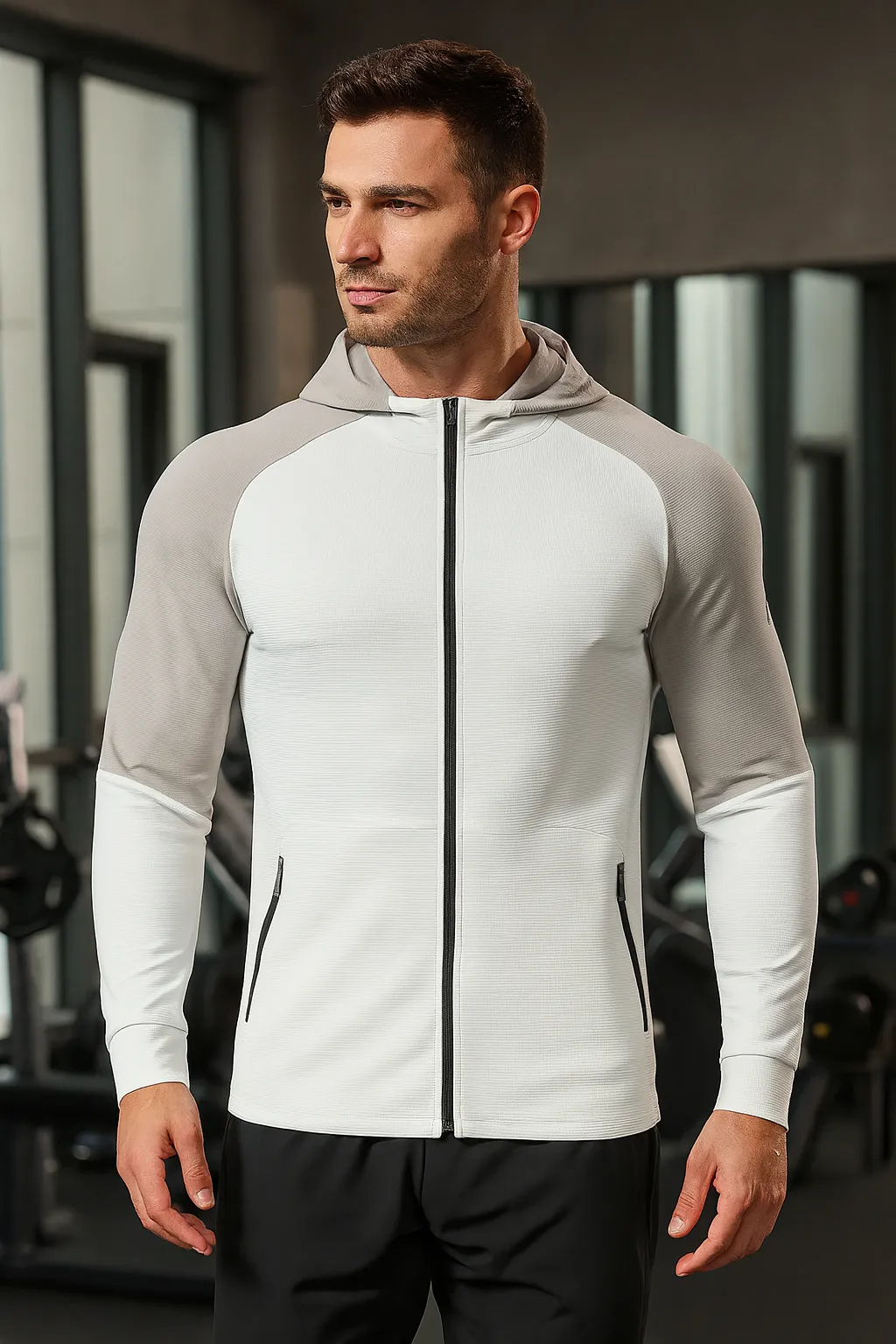 Men’s Full-Zip Hooded Sports Jacket sold by Aha Selected product image thumbnail 5