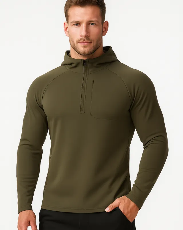 Men's Hooded Half-Zip Pullover sold by Aha Selected