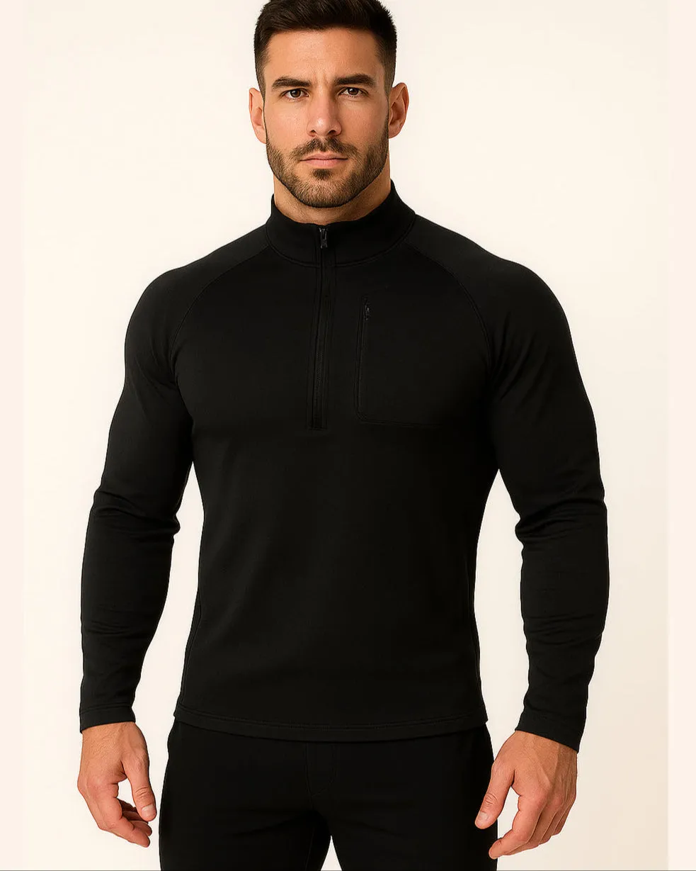 Men's Half-Zip Woven Stand-Collar Quick-Dry Long-Sleeve Outdoor Shirts sold by Aha Selected