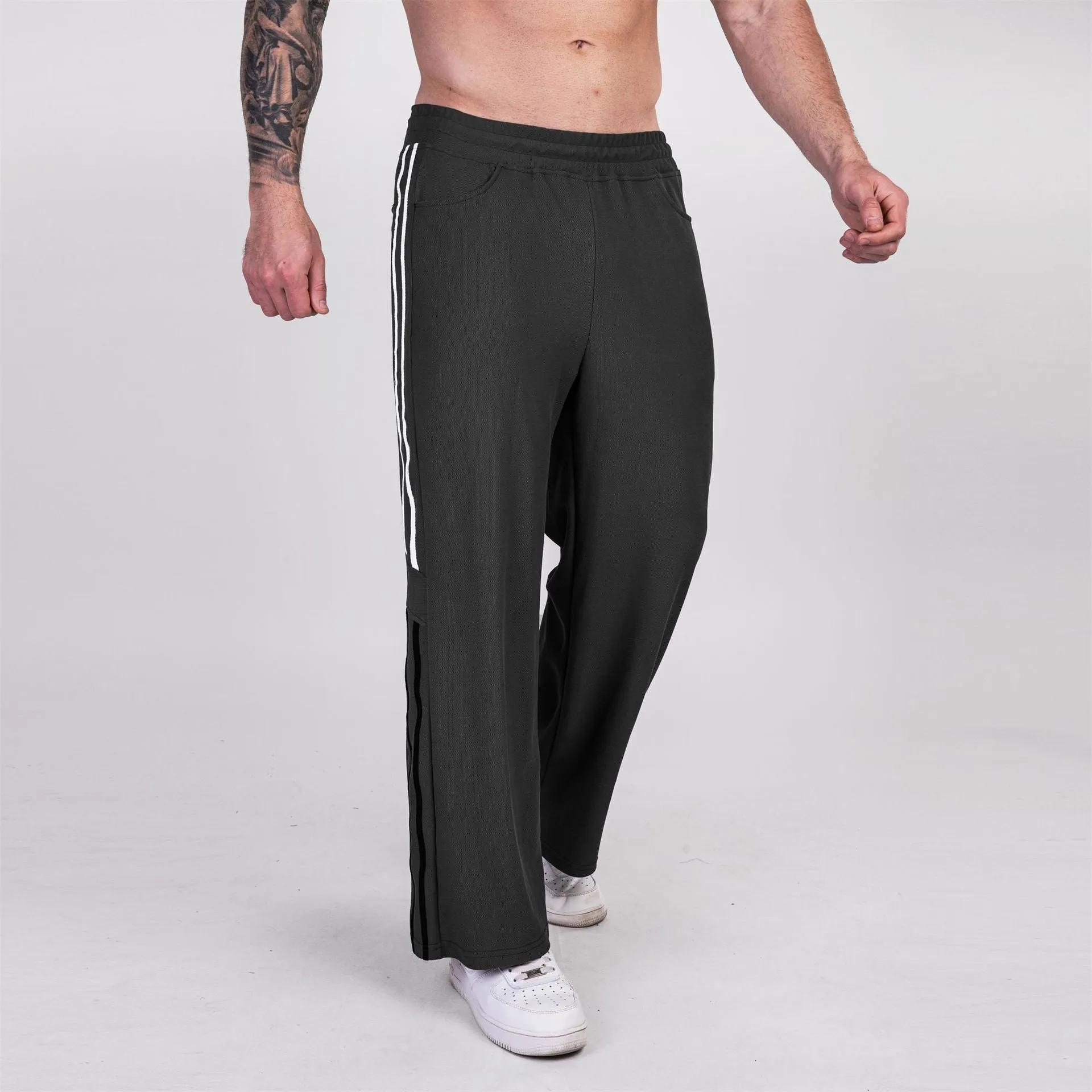 Men’s Casual Wide Leg Striped Loose Fit Sports Pants sold by Aha Selected product image thumbnail 3