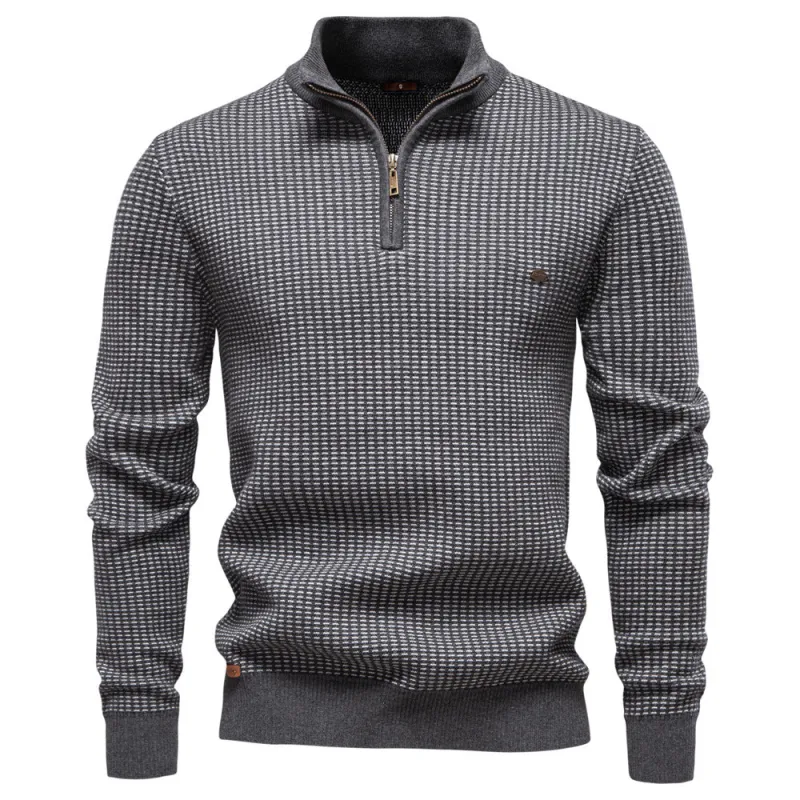 Men’s Textured Half-Zip Mock Neck Sweater sold by Aha Selected