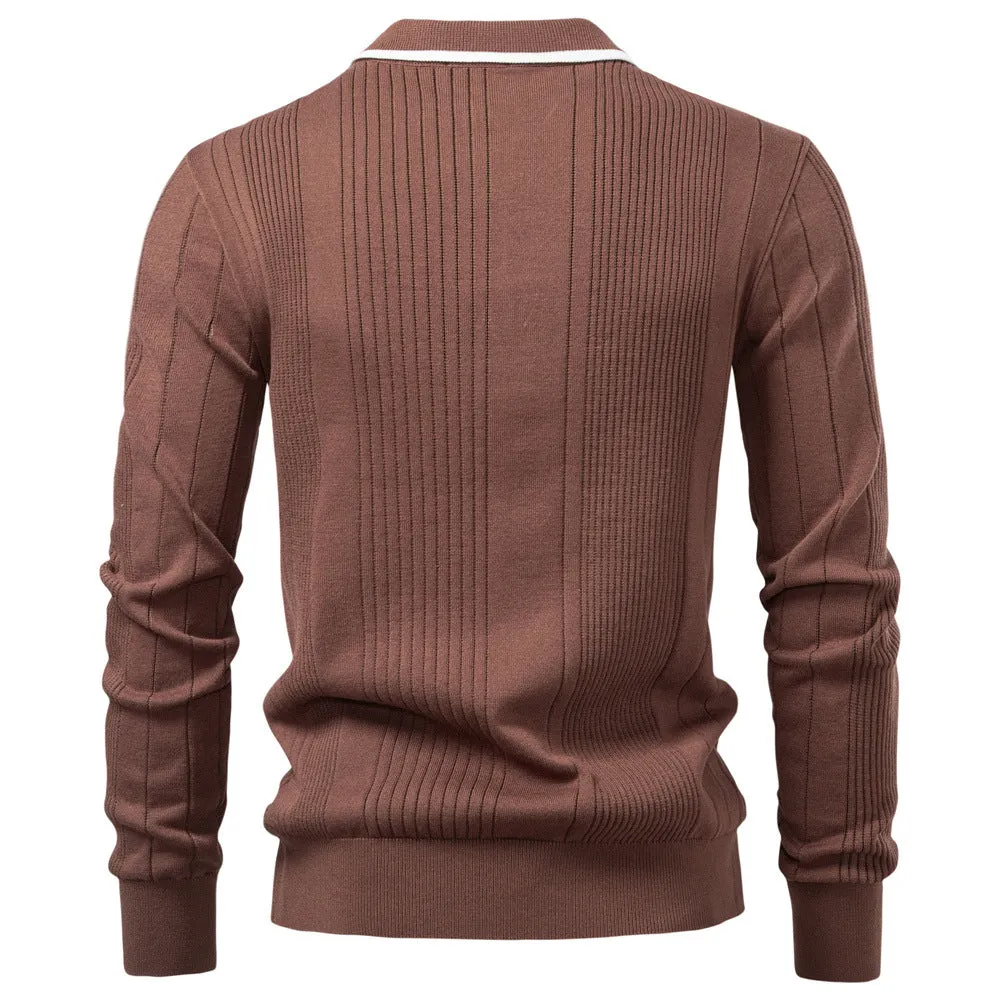 Men’s Ribbed Knit Polo Sweater sold by Aha Selected product image thumbnail 2