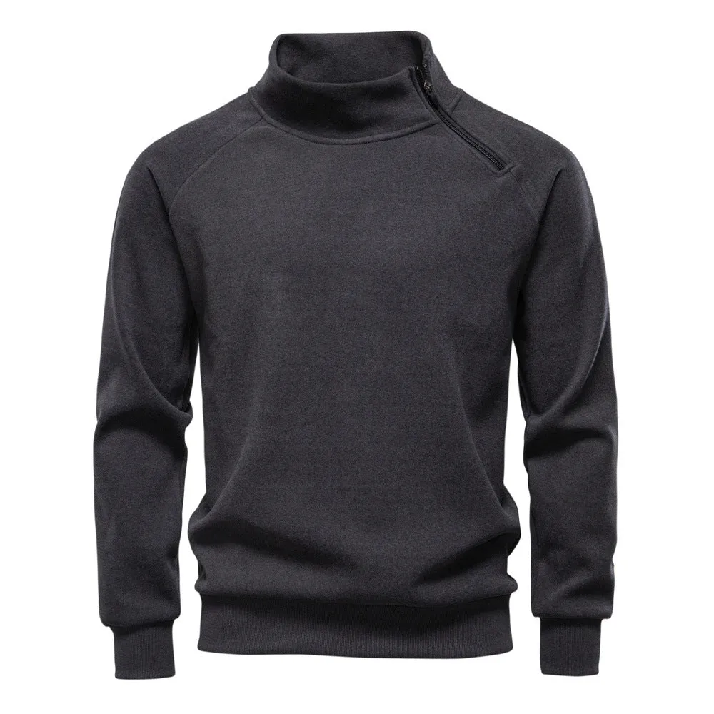 Men’s Stand Collar Fleece Pullover Sweatshirt sold by Aha Selected