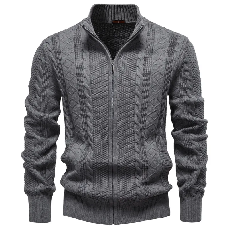 Men’s Classic Cable Knit Full-Zip Cardigan Sweater sold by Aha Selected