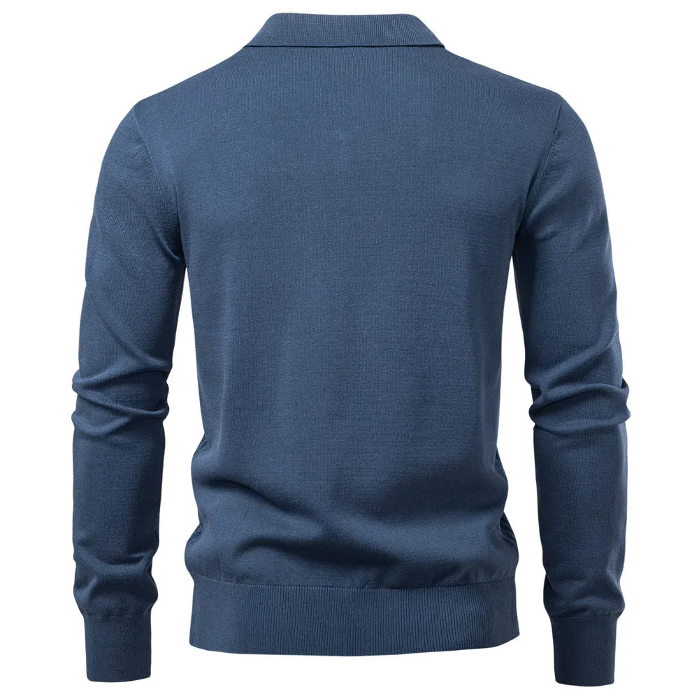Men’s Textured Knit V-Neck Polo Sweater sold by Aha Selected product image thumbnail 2