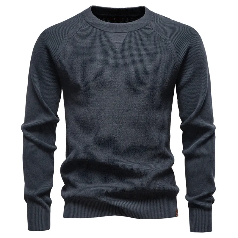 Men’s Waffle Knit Crewneck Sweater sold by Aha Selected