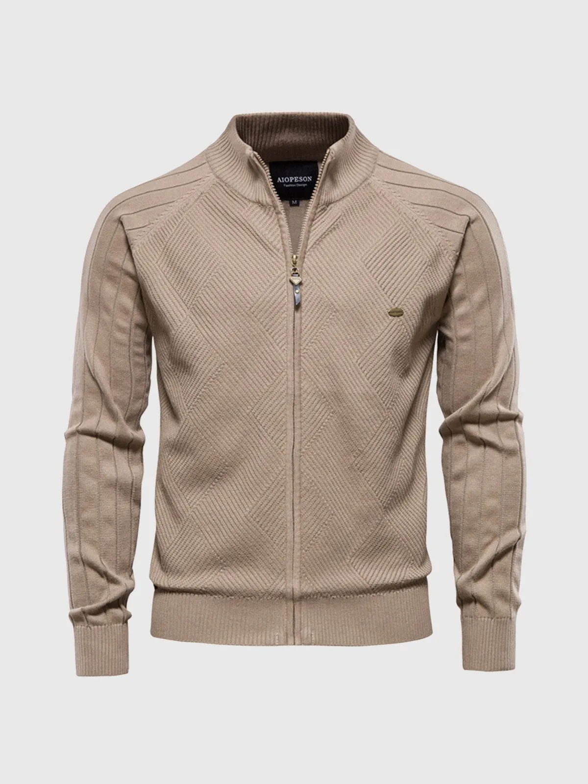 M's Jacquard Full-zip Sweater Cardigan sold by Aha Selected