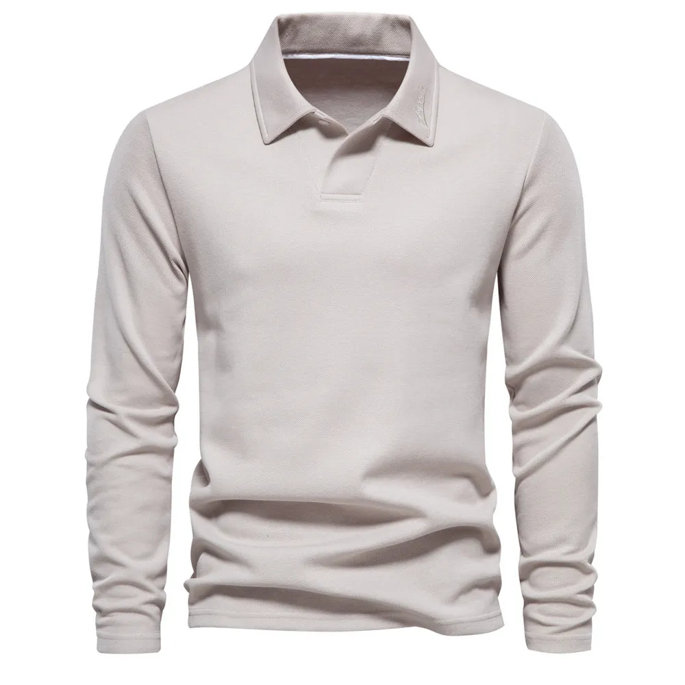 Long Sleeve Cotton Blend Polo Shirt sold by Aha Selected product image thumbnail 3