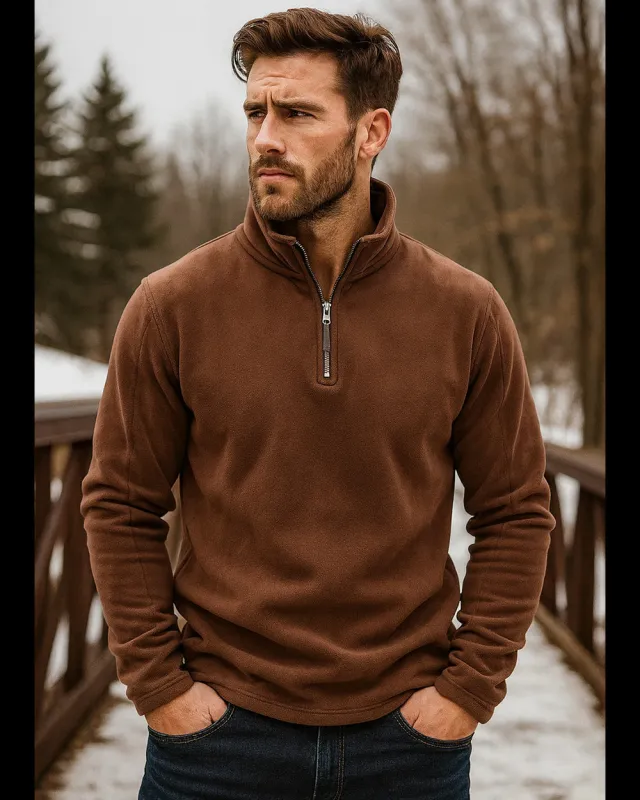 Men’s Warm Fleece Half-Zip Pullover sold by Aha Selected