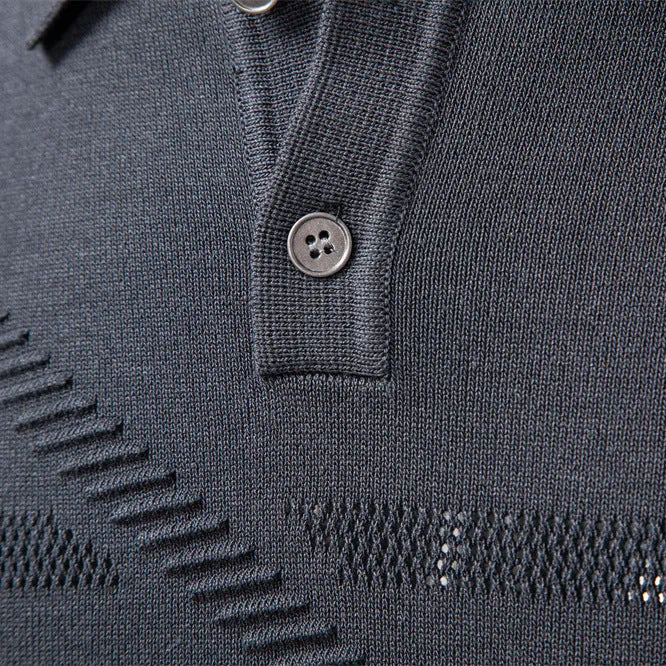 Refined Textured Knit Polo Sweater sold by Aha Selected product image thumbnail 5