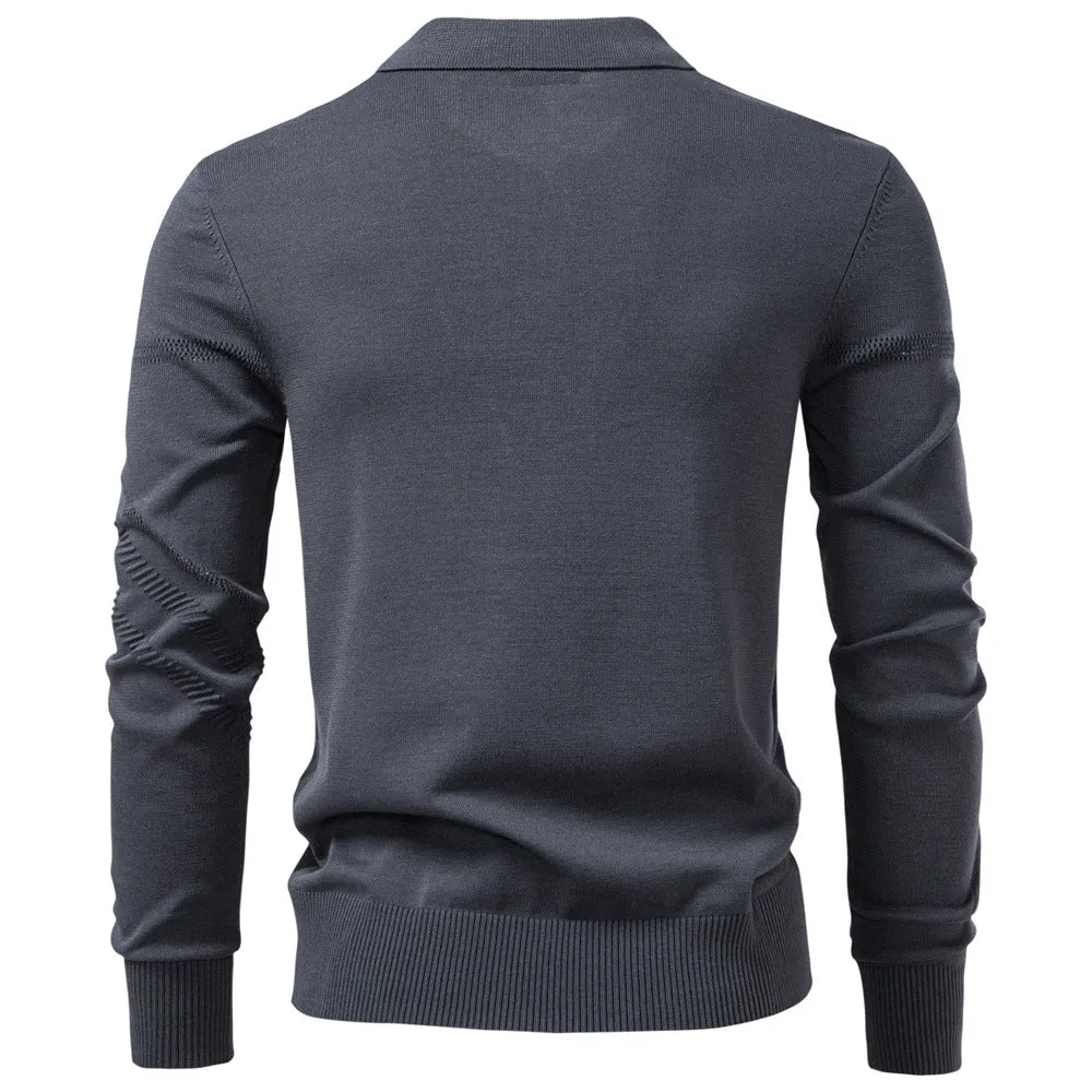 Refined Textured Knit Polo Sweater sold by Aha Selected product image thumbnail 3